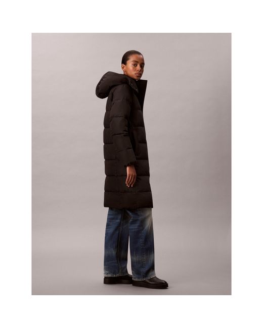 Calvin Klein Black Detachable Hood Long Sleeve Long Puffer Jacket