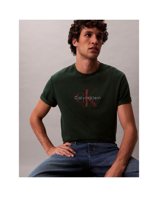 Calvin Klein Green Monogram T-Shirt for men