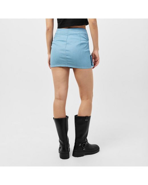 Missy Empire Blue Mid Wash Pastel Denim Belted Mini Skirt