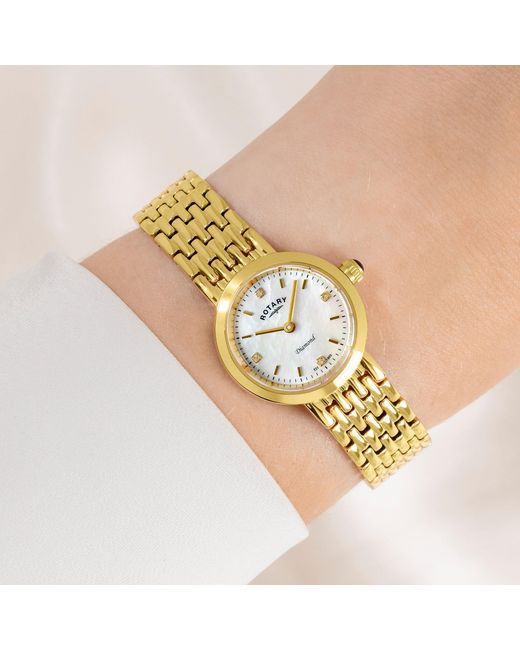 Rotary Metallic Ladies Heritage Diamond Mop Ss Bracelet Wat