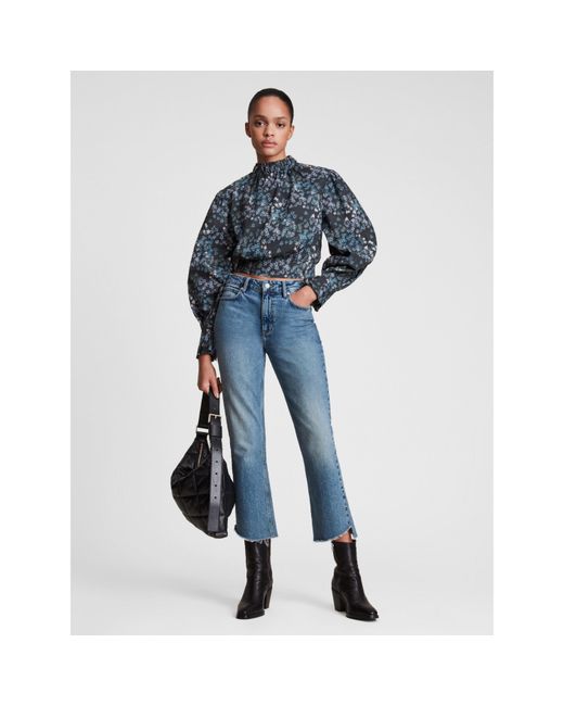 AllSaints Blue Luna Asgard Short-Sleeve Casual Blouse