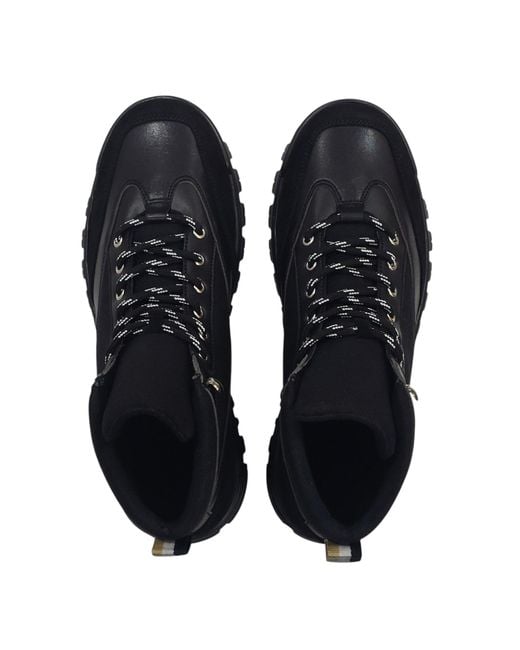 Firetrap Black Jason Leather Lace Up Hiker Rugged Boots for men
