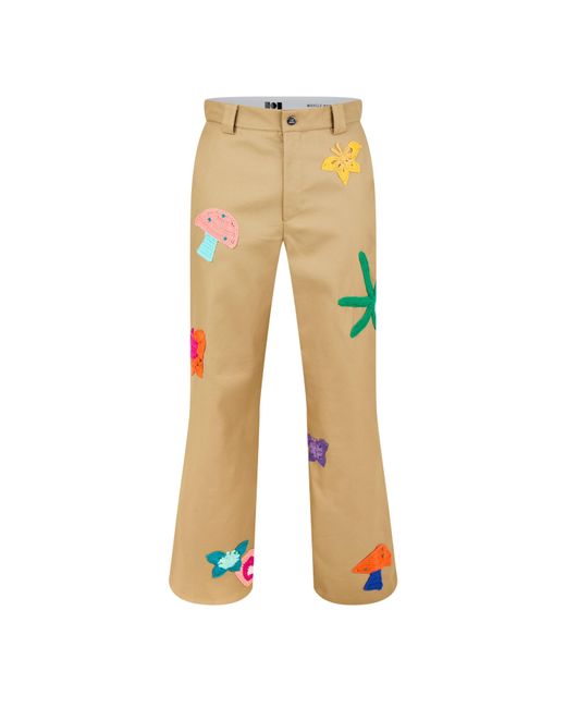 NAHMIAS Yellow Patch Work Relaxed Fit Straight Leg Trousers for men