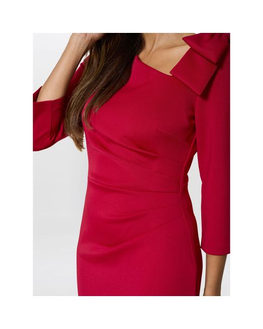 Gina Bacconi Red Thia One Shoulder Bow Detail Maxi Dress