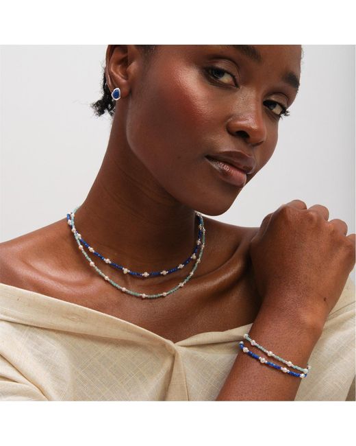 Inicio Metallic Sterling Plated Pearl Necklace