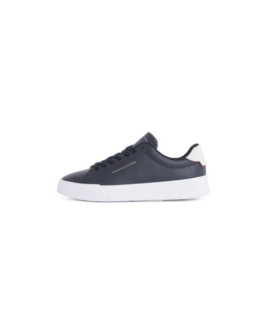 Tommy Hilfiger Blue Court Leather Low Top Trainers for men