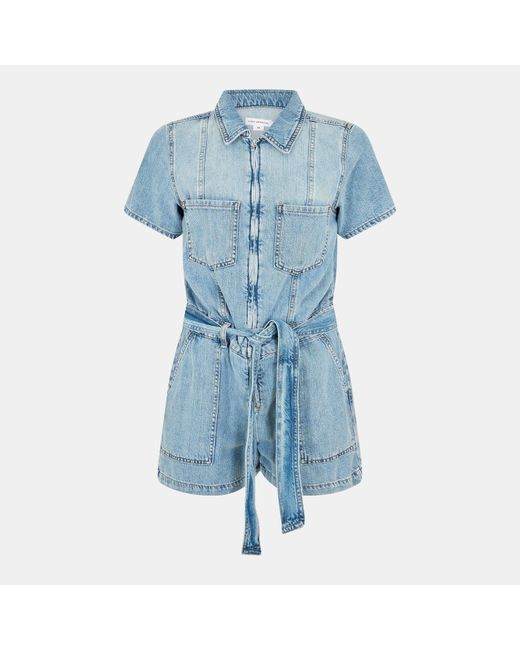 GOOD AMERICAN Blue Linen Lightweight Playsuit
