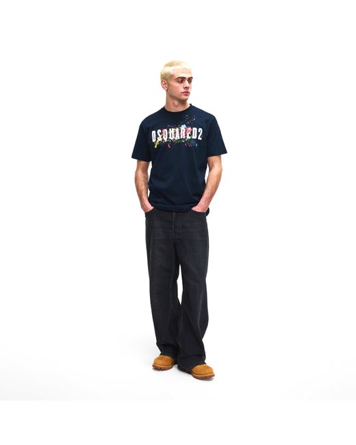 DSquared² Blue Dsq Splat T-Shirt for men
