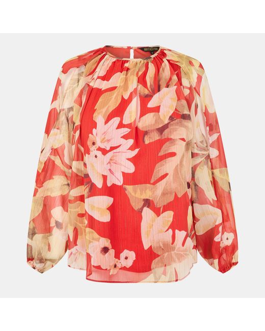 Biba Red Split Long-Sleeve Blouse