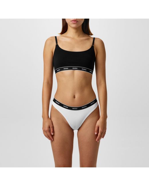 HUGO Black Stretch Cotton Thong