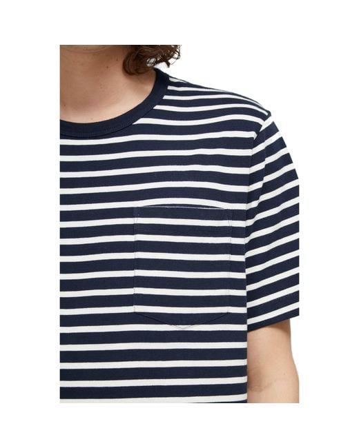 French Connection Blue Odd Stripe Mix T-Shirt for men