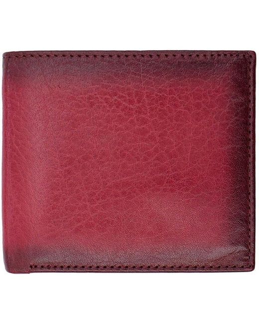 Primehide Red Carlton Leather Bifold Flap Up Wallet for men