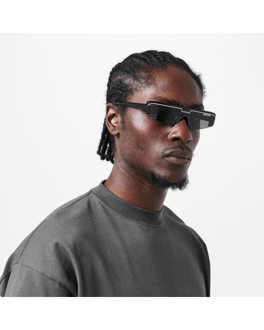 Balenciaga Gray Rectangle Logo Sunglasses