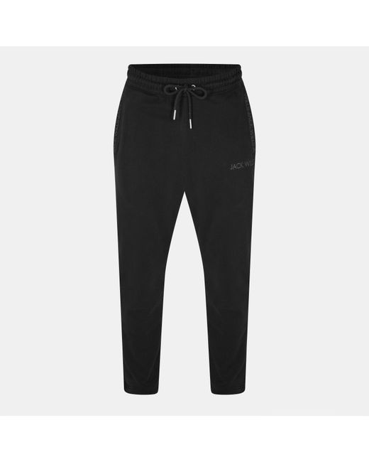 Jack Wills Black Jw Jacquard Open Hem Fleece Joggers for men
