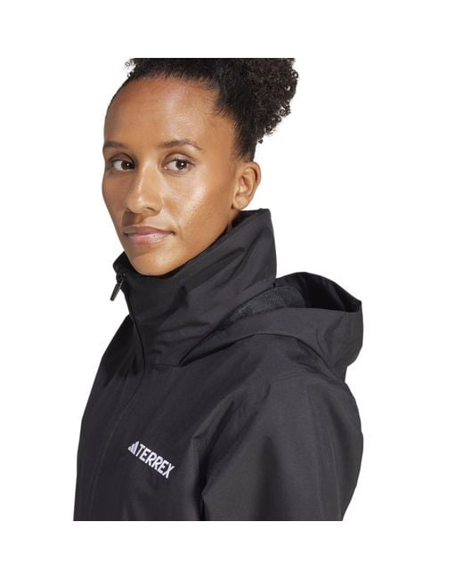 Adidas Blue Multi Essentials Hooded Long Sleeve Waterproof Jacket