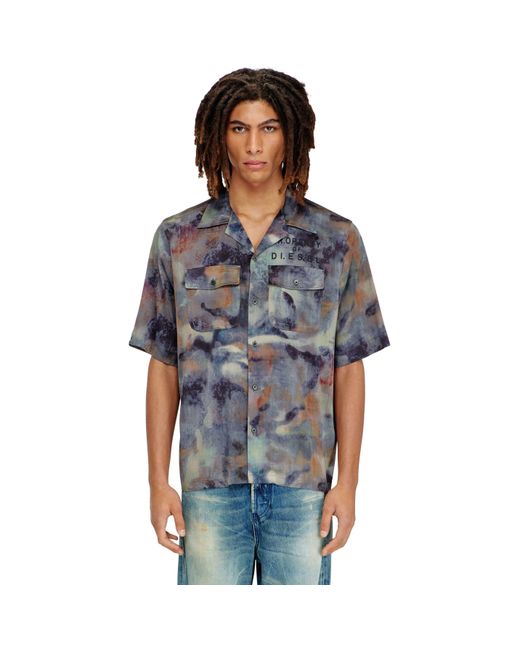 DIESEL Gray Patterned Short Sleeve Shirt for men