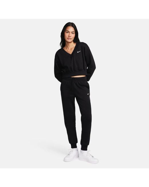 Nike Black Sportswear Phoenix Fleece Mid-Rise Sweatpants