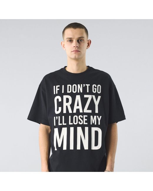 Pretty Green Black Don'T Go Crazy Regular Fit T-Shirt for men