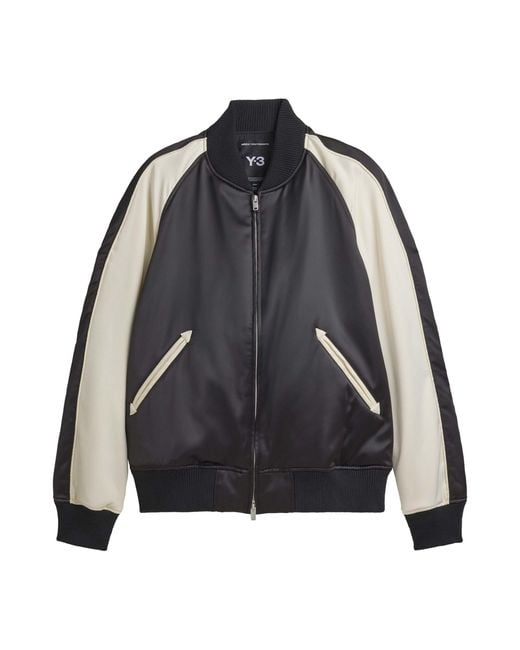 Y-3 Black Liquid Logo Satin Souvenir Jacket for men