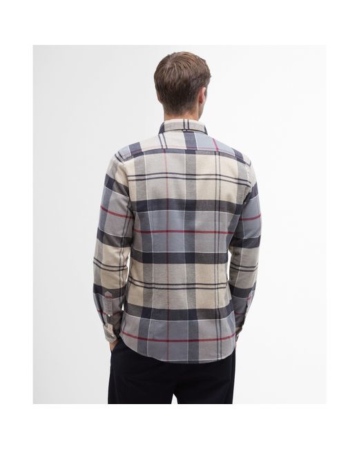 Barbour Gray Edderton Long Sleeve Patterned Shirt for men