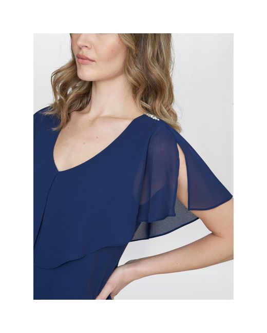 Gina Bacconi Blue Rebecca Midi Tiered Cocktail Dress