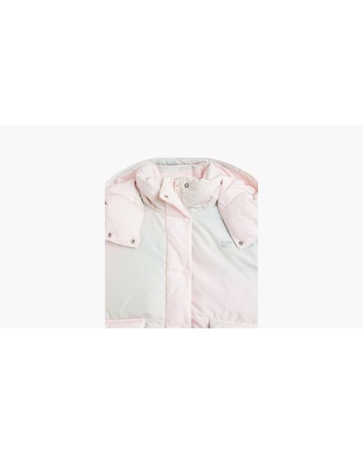 Levi's White Levi's Cropped Hooded Long Sleeve Down Short Puffer Jacket
