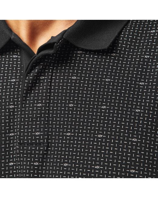 ARMANI EXCHANGE Black Short Sleeve Polo Shirt for men