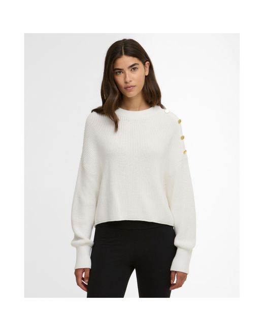 Barbour White Alexis Crew-Neck Jumper