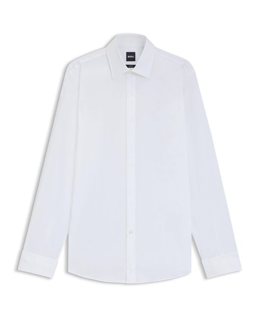 Boss White Long Sleeve Plain Shirt for men