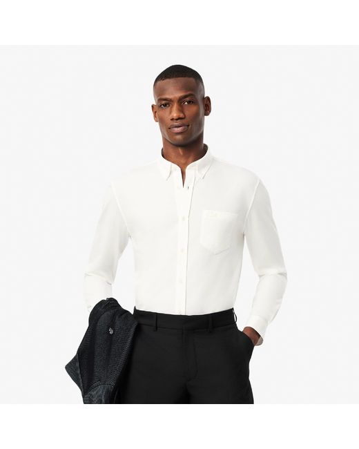 Lacoste White Regular-Fit Cotton Jersey Shirt for men