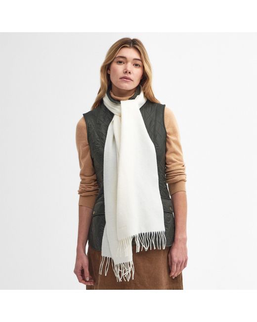 Barbour White Lambswool Woven Scarf
