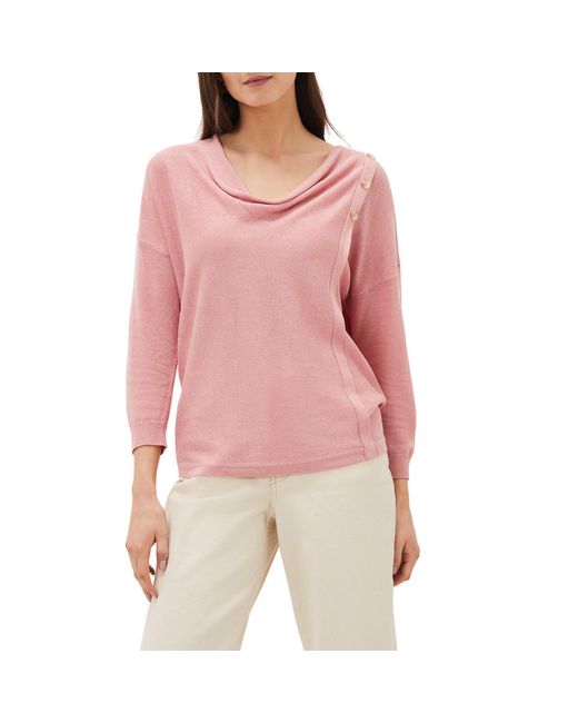 Phase Eight Pink Dana Cowl Neck Button Trim Knit