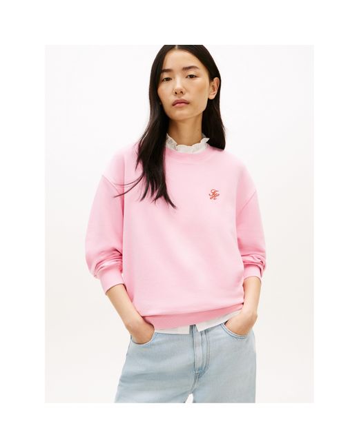 Tommy Hilfiger Pink Script Crew Sweatshirt