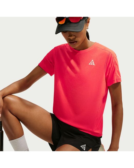 Nike Red Acg Dri-Fit Short-Sleeve Trail Running Top