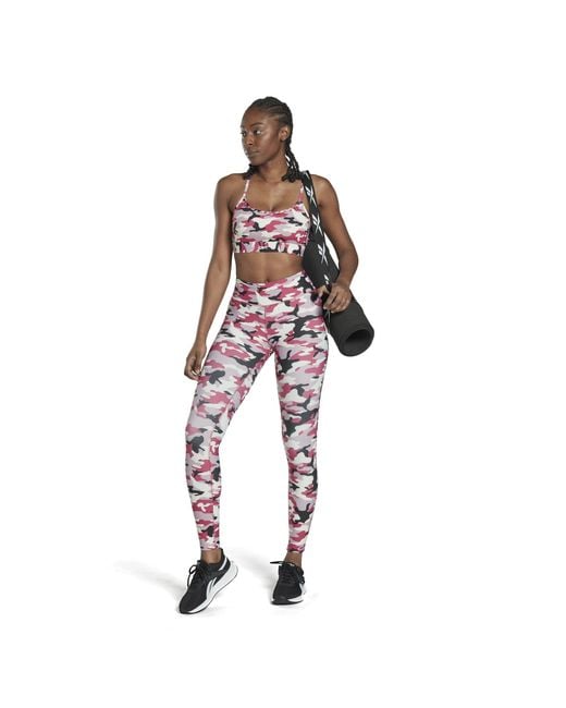 Reebok Red Lux Bold Camo Print Performance Gym Leggings