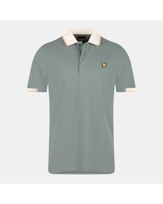 Lyle & Scott Green Retro Half Tipped Short-Sleeve Polo Shirt for men