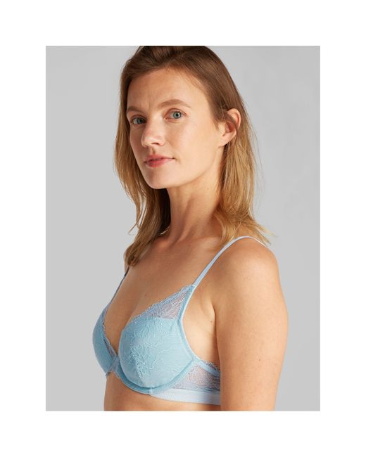 Calvin Klein Blue Modern Lace Lightly Lined Plunge Bra