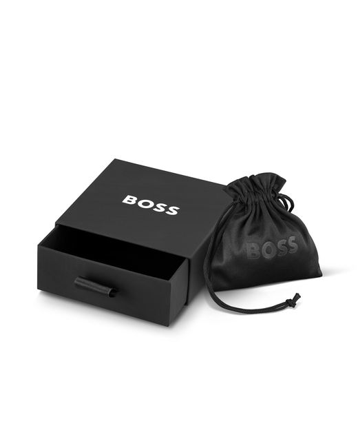 Boss Brown Ares Single Magnetic Closure Single-Wrap Leather Bracelet for men