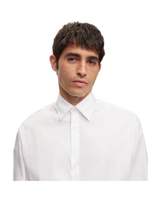 Boss White Plain Long-Sleeve Shirt for men