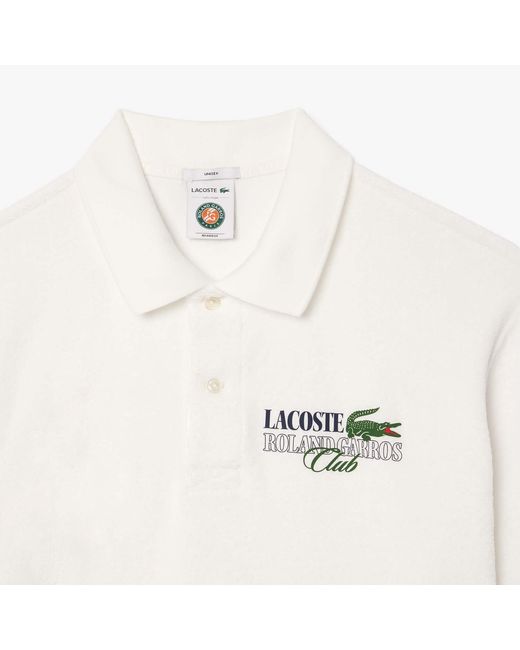 Lacoste White Relaxed-fit Roland-garros Edition Terry Polo Shirt for men