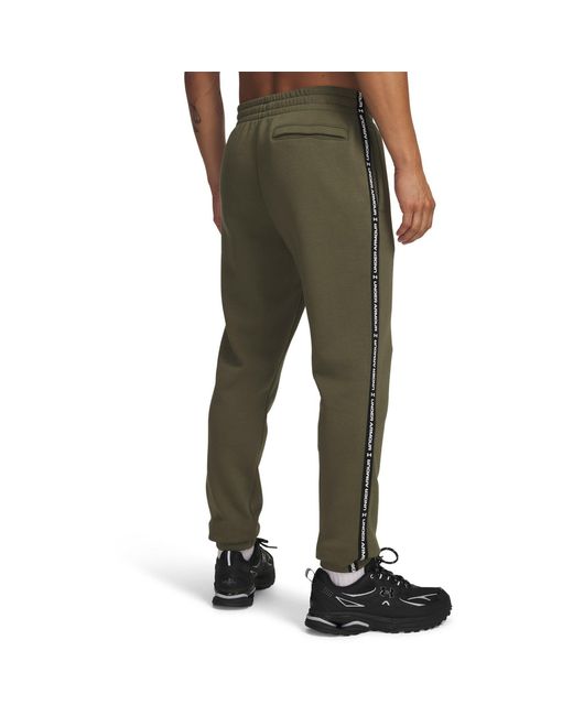 Under Armour Green Icon Taping Closed Hem Fleece Joggers for men