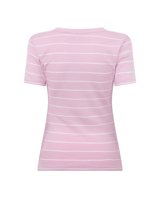 Tommy Hilfiger Pink V-Neck Striped T-Shirt