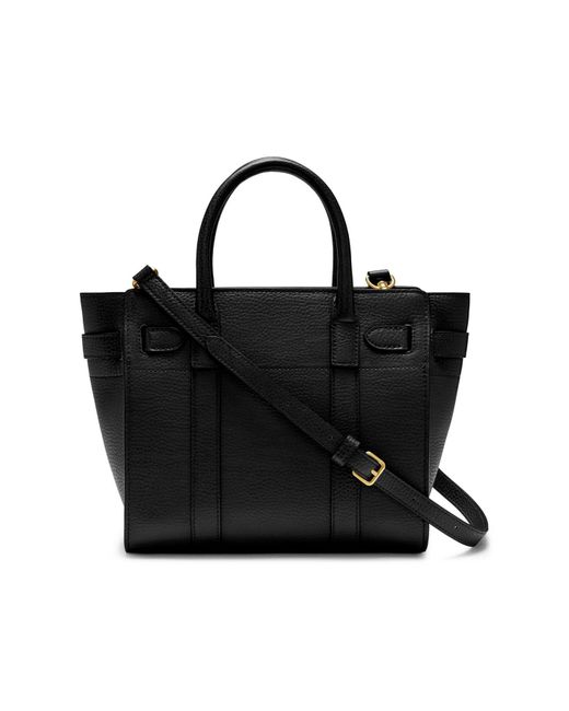 Mulberry Leather Micro Zipped Bayswater In Black Small Classic Grain ...