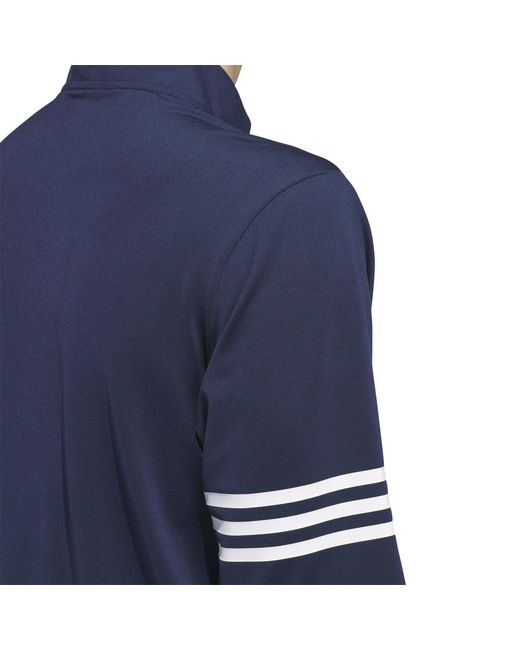 Adidas Blue 3 Stripe Zip Top for men