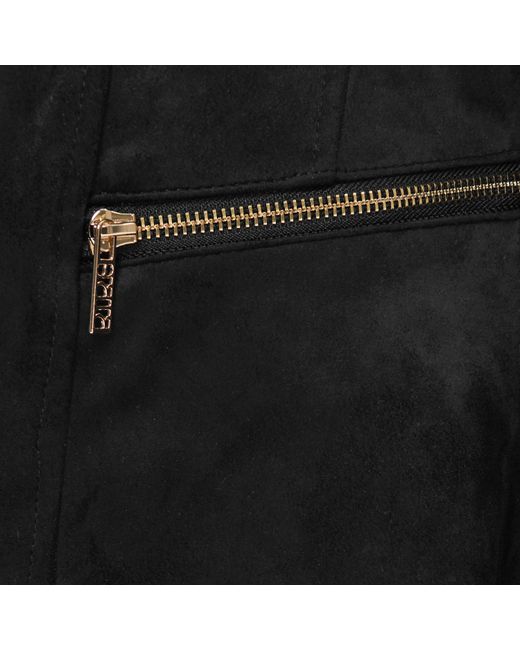 Biba Black Waterfall Faux Suede Long Sleeve Overcoat