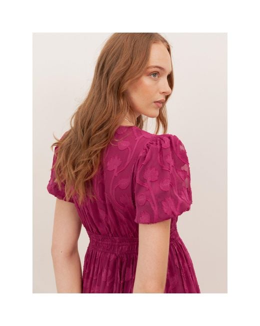 Lovedrobe Pink Short Sleeve Floral Burnout Midi Dress