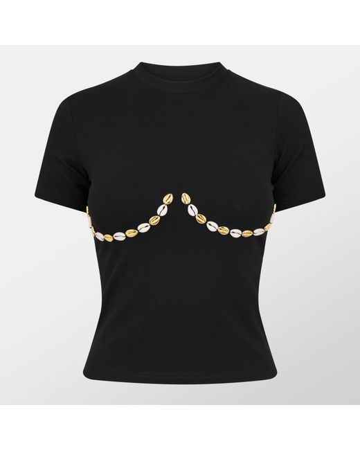 Never Fully Dressed Black Shell Boob T-Shirt