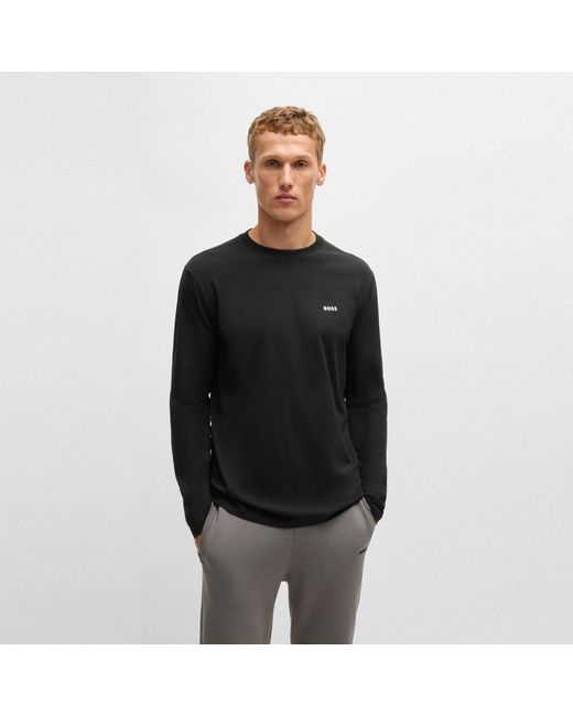 Boss Black Long Sleeve T-Shirt With Iconic Logo Detail for men