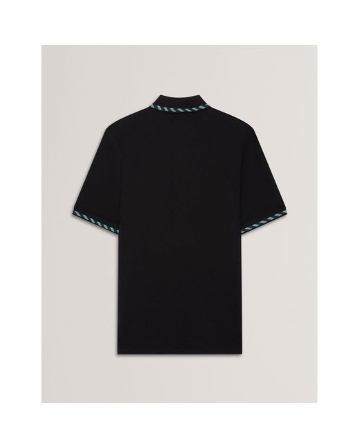 Ted Baker Black Jacquard Short-Sleeve Polo Shirt for men