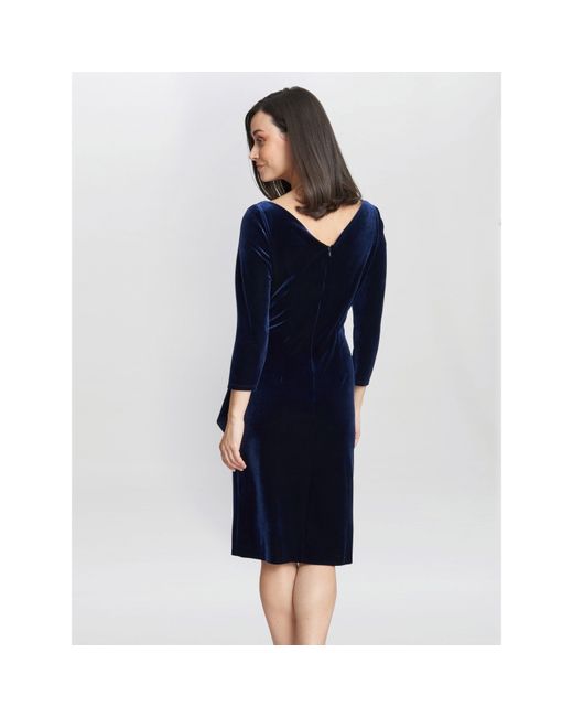 Gina Bacconi Blue Zoe Velvet Wrap Dress